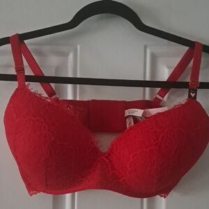 Victoria's Secret Dream Angel Paddled no-wire Red Lace Bra 36DD